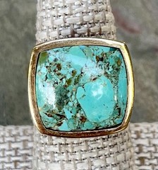 Barse NWT Blue Green Turquoise Bronze Statement Ring Size 7