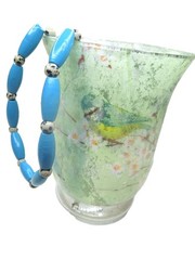 Blue Bead & Gemstone Necklace Adjustable Handmade Single Strand Dalmatian Jasper