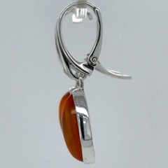 Orange Oval CARNELIAN CORNELIAN Earrings 925 STERLING SILVER Leverback #19e