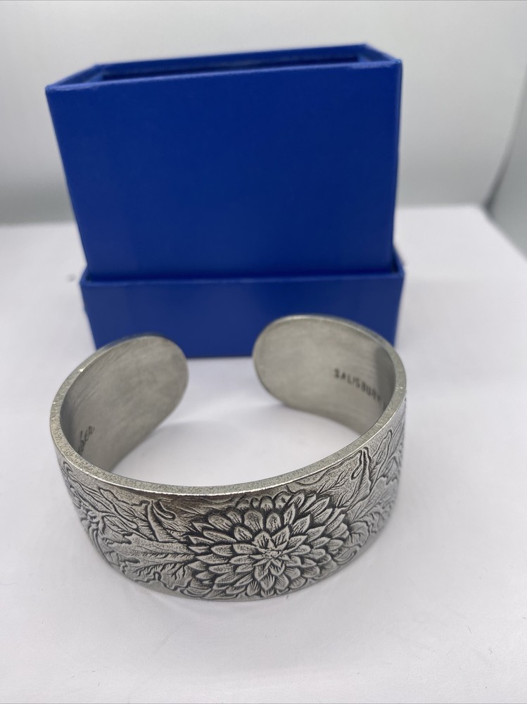 Salisbury Pewter November Birthday Cuff Bracelet Chrysanthemum With Box