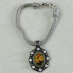 NEW Brighton Bracelet Victorian Inspired 7.5″ Silver Tone Cameo Pendant Flowers