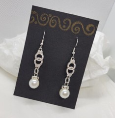 Czech Crystal Hand Cuffs & Faux Pearl Dangle Earrings With Stainless Steel Hooks
