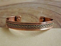 2 Pack Copper Magnetic Bracelet Arthritis Pain Therapy Energy Cuff Bangle NEW