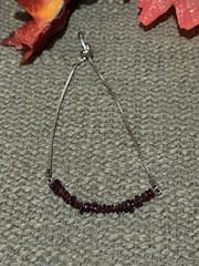 Natural Garnet bolo bracelet with an adjustable sliding Bolo. Healing, Energy.