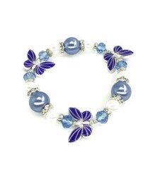 Butterfly Bracelet Woman Stretch Charm Glass Beaded Bracelet Blue Morpho