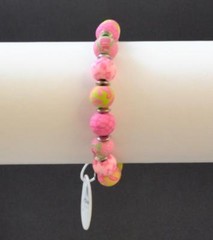 Jilzara Paisley Pink Petite Keepsake Bracelet Polymer Clay Beads Handcrafted O3