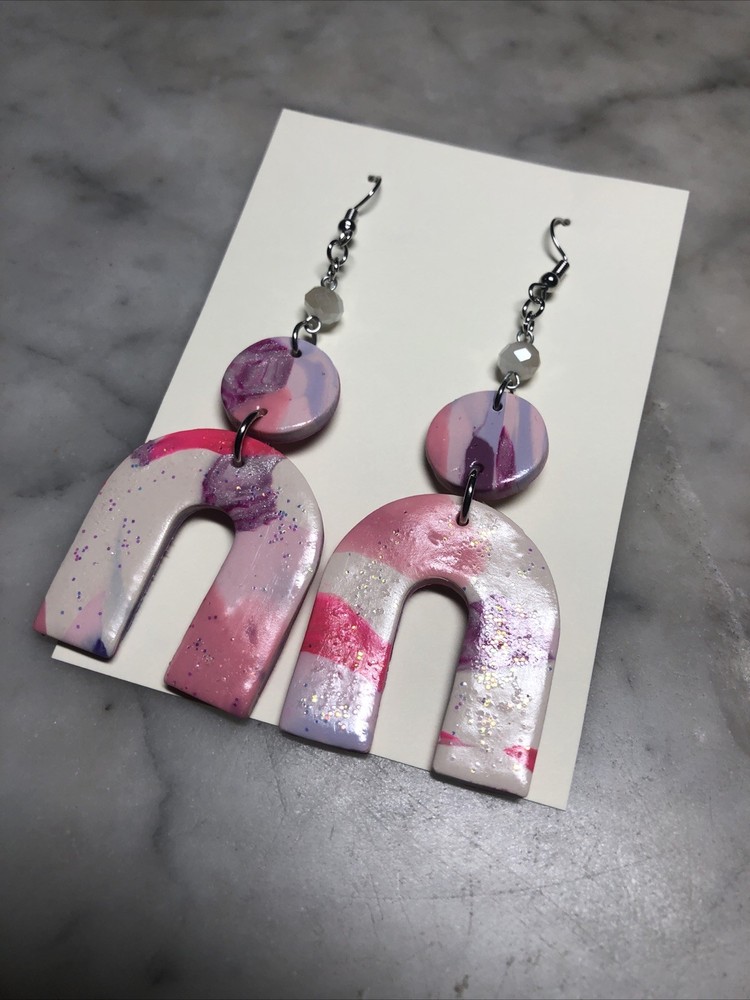 Handmade Polymer Clay Glitter Earrings
