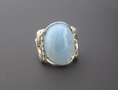 Sterling Silver Aquamarine Wire Wrapped Ring