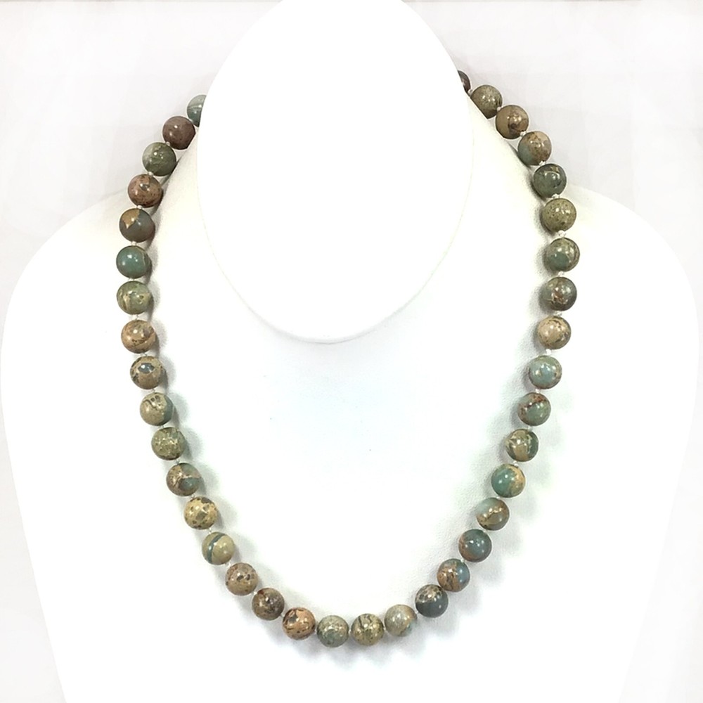 Natural Ocean Jasper Hand Knotted necklace With 14K Gold Filled Clasp 18″