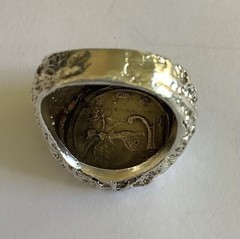 ring Roman style 925 sterling silver coin is silver but not real coin