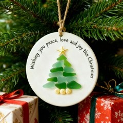 Acrylic Sea Glass Christmas Tree Ornament Shatterproof Holiday Decoration For