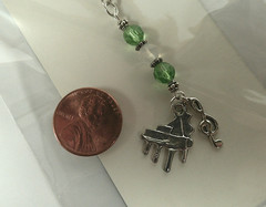 MUSIC Piano Beaded Charm Clip Zipper Pull NEW Handmade