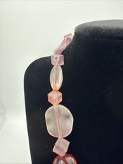 Retro Berry Blush Acrylic Geometric Chunky Necklace, 70s Statement Jewelry