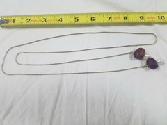 Handblown Glass Necklace Eloise Cotton Baroque Bead 36″ Silver Lariat Snake