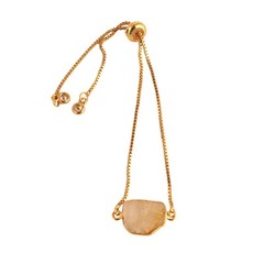 Amazing Golden Rutile CZ Quartz Yellow Gold Plated Slider Lock Chain Bracelet