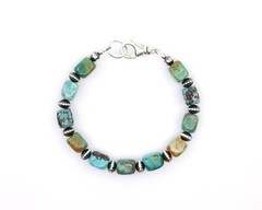 Modern Kingman Arizona Turquoise Bracelet with Sterling Silver Accents
