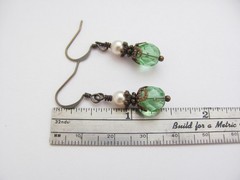 Green Earrings Antiqued Brass Dainty using Swarovski Crystal Affordable Holiday