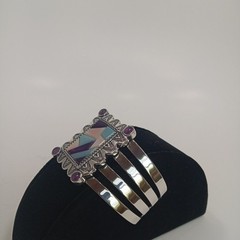 Carolyn Pollack Relios Sterling Silver 925 MOP Amethyst Charoite Cuff Bracelet