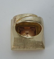 Stunning Statement Modernist Huge Sterling Vermeil Mystic Topaz Asscher Sq. Ring