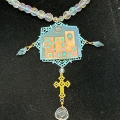 Adorned Crown Jewelry assemblage filigree house crystal necklace