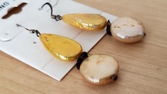 Genuine PEARL& STONE Earrings, 1.75″ long, 925 Sterling SILVER, Hand Made in USA