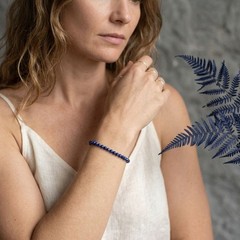3mm Natural Faceted Lapis Lazuli Bracelet Throat Chakra Wisdom Calm Elegant Gift