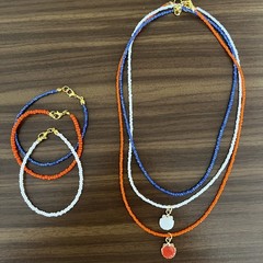 Handmade glass seed bead layering necklace & bracelet jewelry set coastal beach