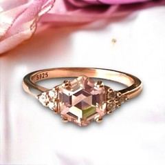Lab Made Morganite Ring 14k Rose Gold Vermeil , Beryl , Gift Of Love