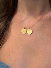 Children Heart Pendant 14k Solid Yellow Gold Engraved Kids Charm Necklace