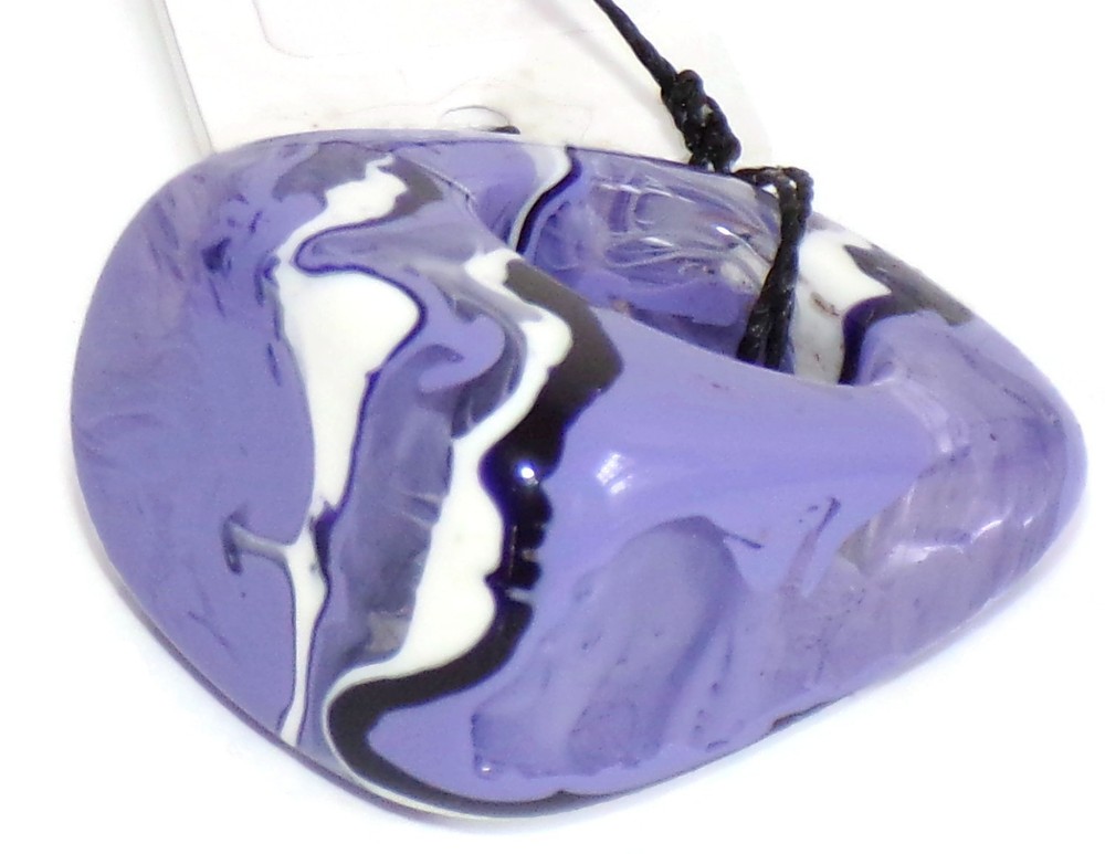 Sobral Onda Wave Marbled Purple, Clear & White Artist Made Statement Ring Size 7