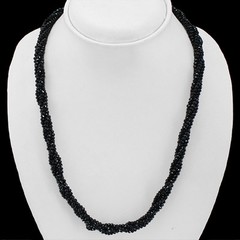 FINEST QUALITY 168.50 CTS NATURAL BLACK SPINEL FACETED BEADS NECKLACE (RS)