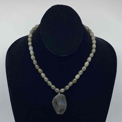 Peyote Bird Sterling Silver 925 Labradorite Beaded Pendant Necklace 18″ 48.6g