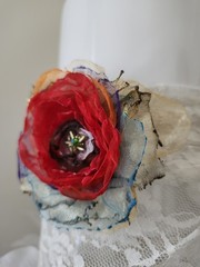 Organza Fabric Flower Brooch Pin