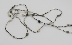 Classic Glass Black And White Seed Bead Infinity Necklace 28 in Set of 3 Layer