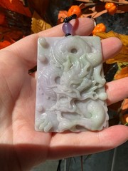 Huge Jadeite Dragon Pendant Necklace Handcrafted USA Seller