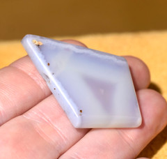 Blue Lace Agate Stone Amulet Bead Made By Africa John Hand Carved Focal Pendant