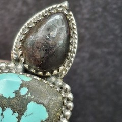 Blackjack Turquoise 3 Stone Ring Sterling Silver 5-9 Southwestern Native Style