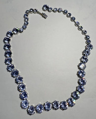 Vintage Round Faceted Crystal Glass Purple Amethyst Silver t 16″ Choker Necklace