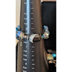 Blue Agate Faceted, Smoky Crystal and Oblong Stone Beaded Stretch Bracelet