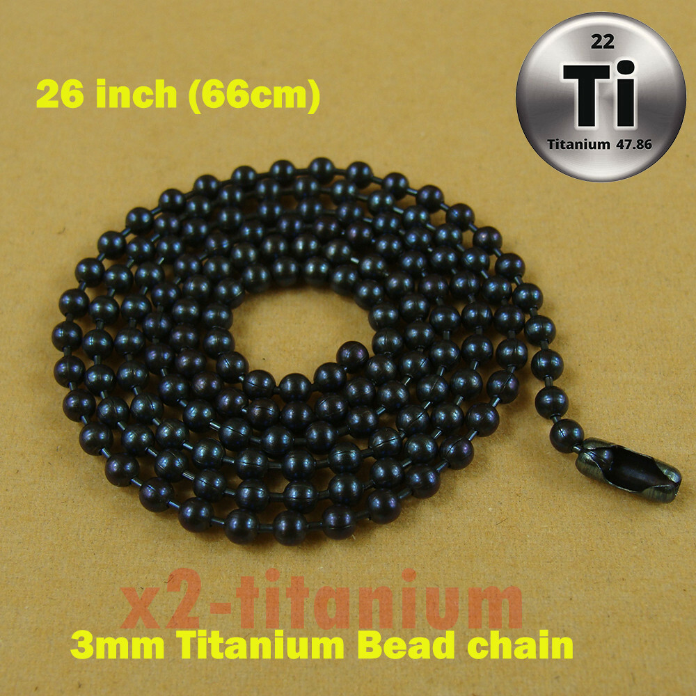 Titanium Blue 26 inch (66cm) ball bead chain 3mm necklace anti-allergy XH101B