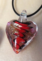 42~52mm long Lampwork heart pendant necklace