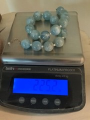 Huge Aquamarine Bead Necklace Artisan Handcrafted