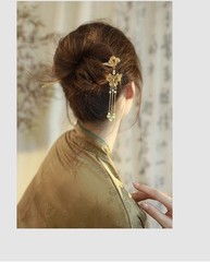 New Chinese Style Filigree Cloisonné Butterfly Cloud Tassel Enamel Hairpin