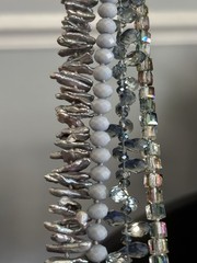 Multi Strand Biwa Stick Pearl Beaded Necklace