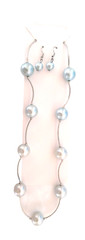 New Women’s Earrings and Necklace Gift Set Ice Blue Imitation Pearls Silvertone