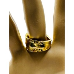 King Arthur’s Gold Electroplated Artisan Spoon Ring Size 6.75 Upcycled in USA