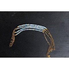 AAA fire Opal Ethiopian Opal Bracelet Gold Paperclip Chain October Birthstone