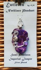 Eutierra Semi-Precious Imperial Jasper Pendant Hand Crafted USA Silver Plated