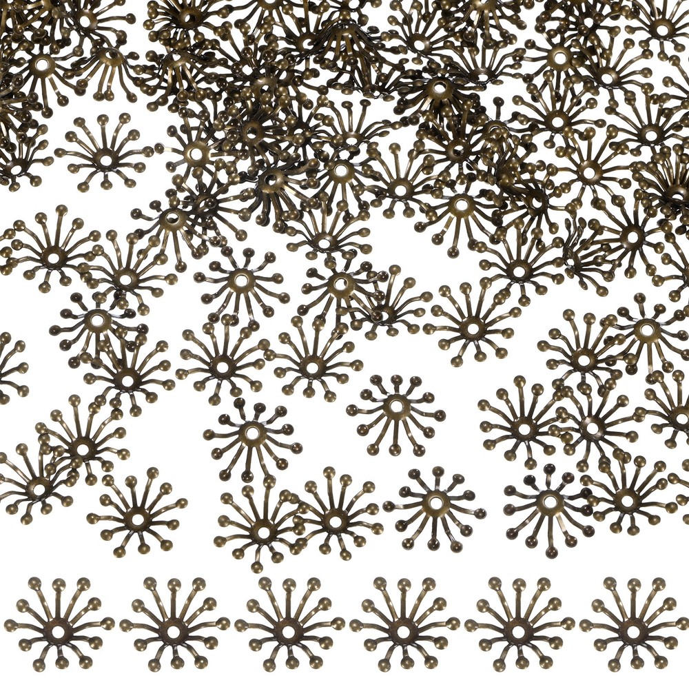 50-Pack 13mm x 3.5mm ( W x H ) Bead End Caps Flower Stamen [Blue Patina]