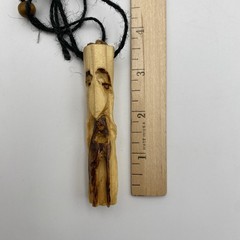 Wooden Totem Tiki Pendant Necklace Hand Carved 3.5″ Black String Adjustable